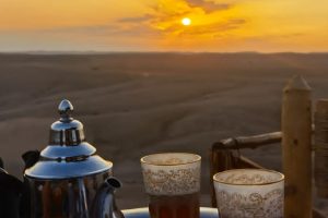 Camel ride and sunset in the Agafay desert